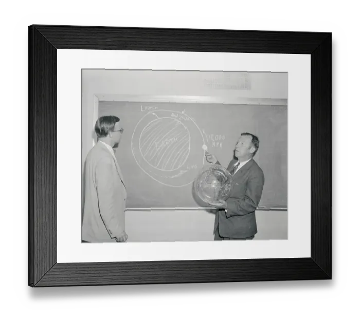 Framed Print : Athelstan Spilhaus Explaining Satellite Orbit Framed Print : Athelstan Spilhaus Explaining Satellite Orbit