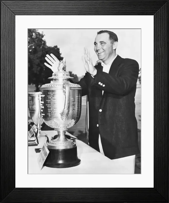 Framed Print : Doug Ford Looking at His Trophy Framed Print : Doug Ford Looking at His Trophy