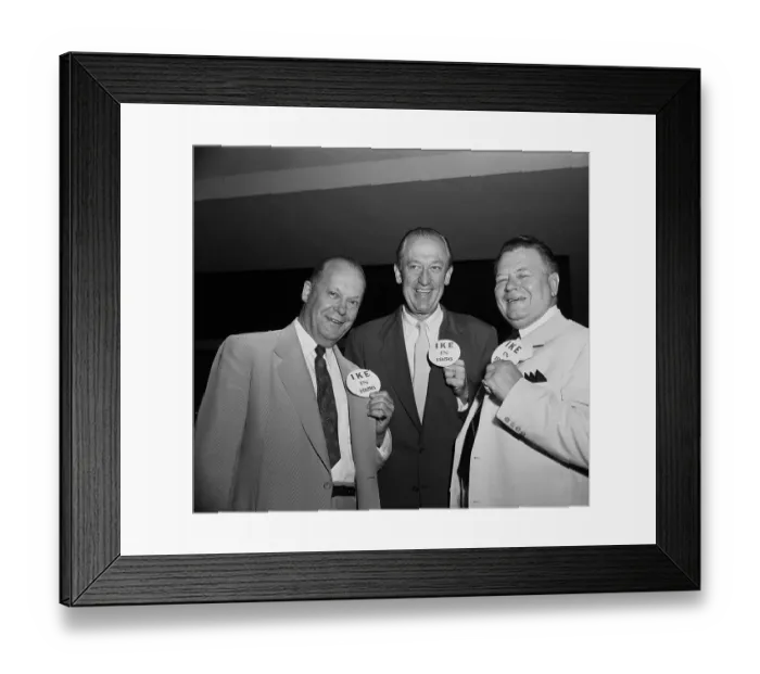 Framed Print : Karl Mundt and Colleagues Displaying Ike Buttons