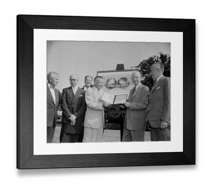 Framed Print : Dwight Eisenhower Receiving Commemorative Stamps Framed Print : Dwight Eisenhower Receiving Commemorative Stamps
