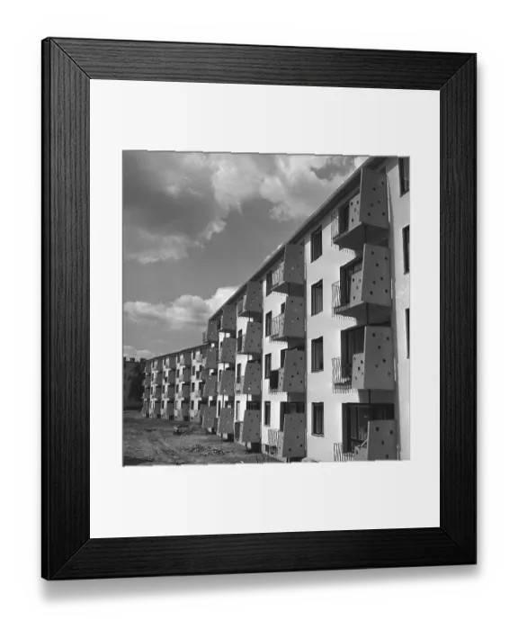 Framed Print : Bahaus-Style Apartment Building