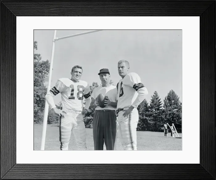 Framed Print : Paul Brown Posing with Bobby Freeman and George Ratterman Framed Print : Paul Brown Posing with Bobby Freeman and George Ratterman