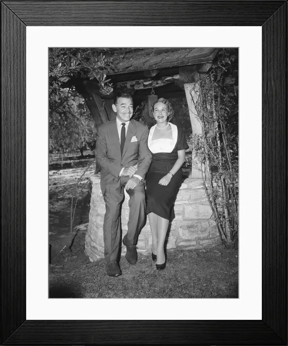 Framed Print : Clark Gable and Wife Posing at Well Framed Print : Clark Gable and Wife Posing at Well