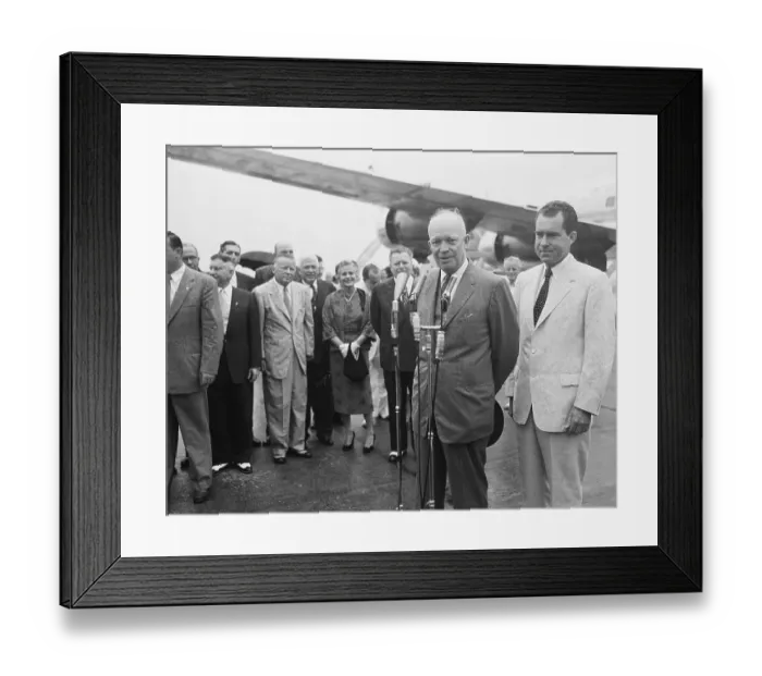 Framed Print : President Eisenhower Speaking at Airport Framed Print : President Eisenhower Speaking at Airport