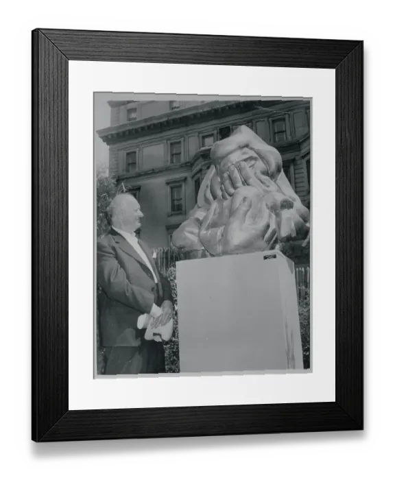 Framed Print : Jacob Epstein Examining Outdoor Sculpture Framed Print : Jacob Epstein Examining Outdoor Sculpture