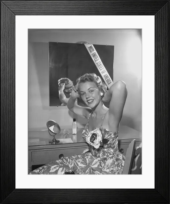 Framed Print : Miss USA Carlene Johnson Combing Hair Framed Print : Miss USA Carlene Johnson Combing Hair