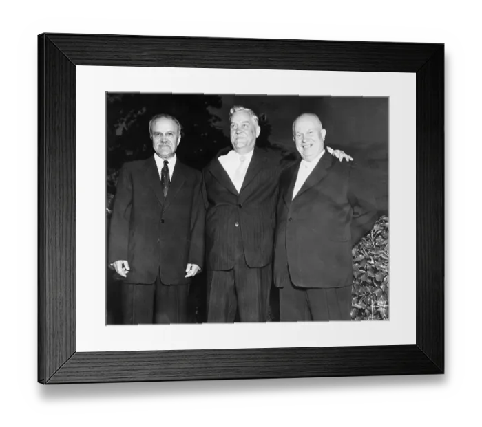 Framed Print : Soviet Premier Bulganin with Officials