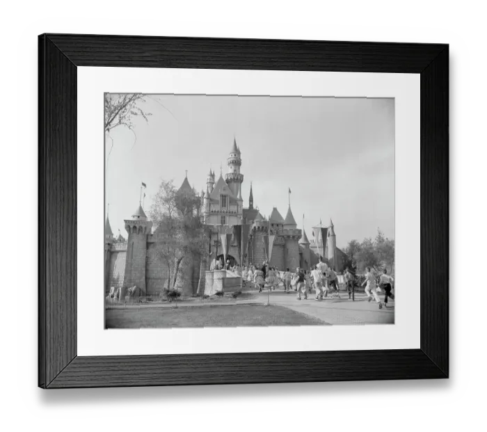Framed Print : Rushing Toward Sleeping Beauty Castle on Disneyland's Opening Day Framed Print : Rushing Toward Sleeping Beauty Castle on Disneyland's Opening Day