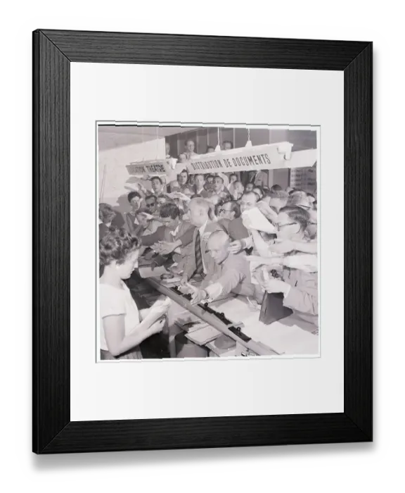 Framed Print : Newsmen Crowding a Counter Framed Print : Newsmen Crowding a Counter