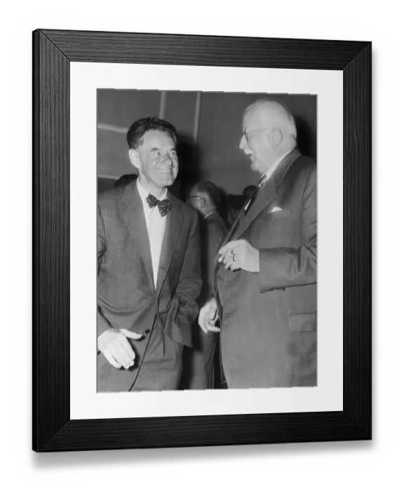 Framed Print : Fritz Lippman Chatting with Hermann Staudinger