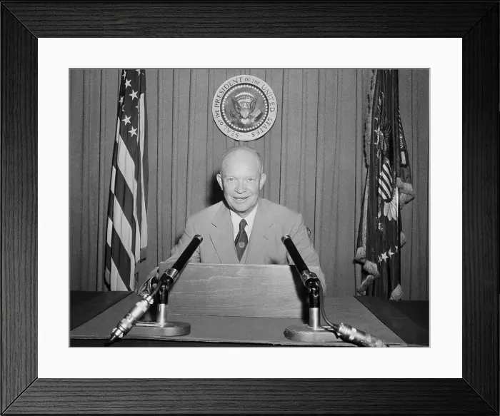 Framed Print : President Eisenhower Broadcasting a Speech Framed Print : President Eisenhower Broadcasting a Speech