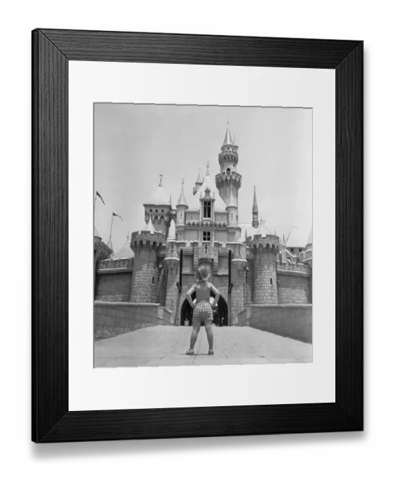Framed Print : Girl Staring at Sleeping Beauty Castle Framed Print : Girl Staring at Sleeping Beauty Castle