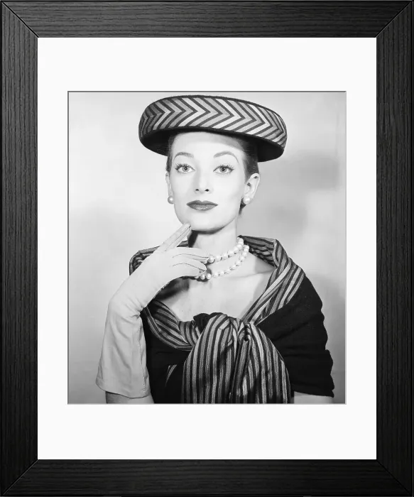 Framed Print : Model Wearing Matching Hat and Dress Framed Print : Model Wearing Matching Hat and Dress