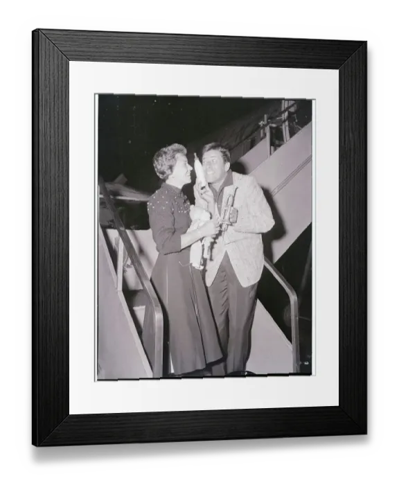 Framed Print : Jerry and Patti Lewis with Toys on Staircase Framed Print : Jerry and Patti Lewis with Toys on Staircase