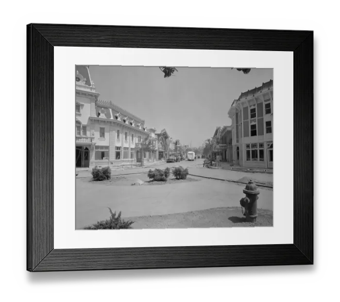 Framed Print : Workers Driving in Mock Town Framed Print : Workers Driving in Mock Town