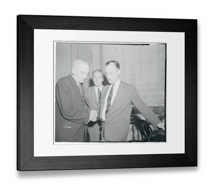 Framed Print : William Langer Shaking Hands with Paul Miller Framed Print : William Langer Shaking Hands with Paul Miller