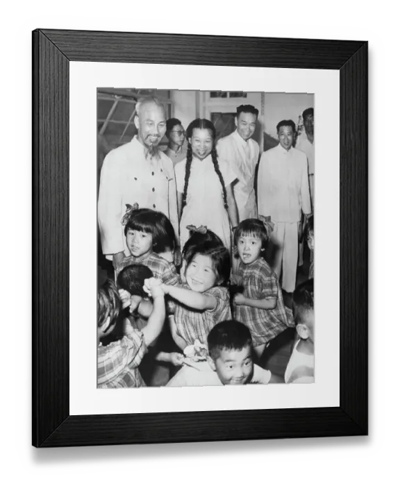 Framed Print : Ho Chi Minh Watching Children Play