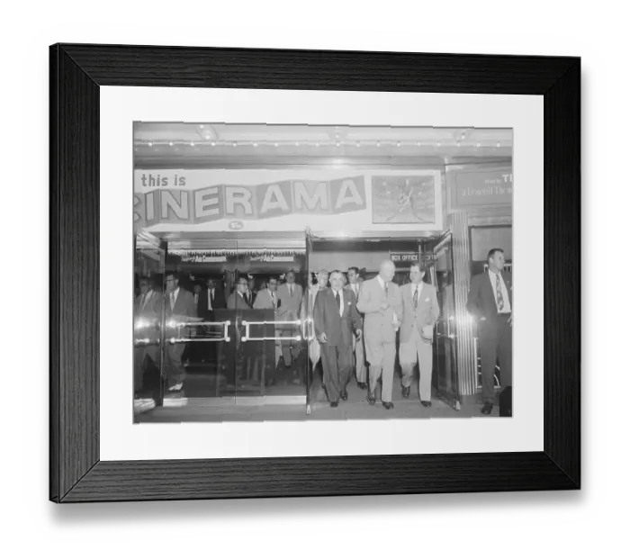 Framed Print : President Eisenhower Exiting Movie Theater with Colleagues Framed Print : President Eisenhower Exiting Movie Theater with Colleagues