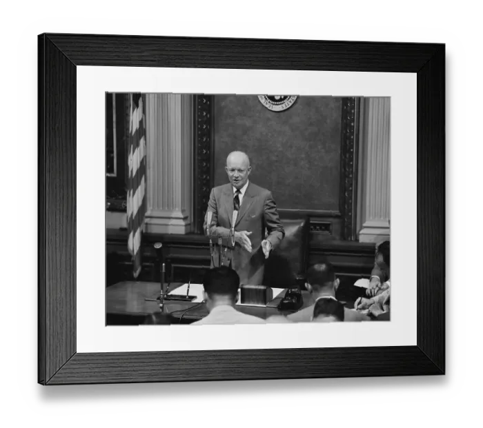 Framed Print : President Eisenhower Speaking at a News Conference