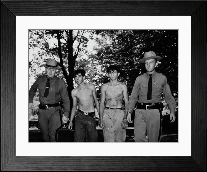 Framed Print : State Troopers With Teenage Suspects Framed Print : State Troopers With Teenage Suspects