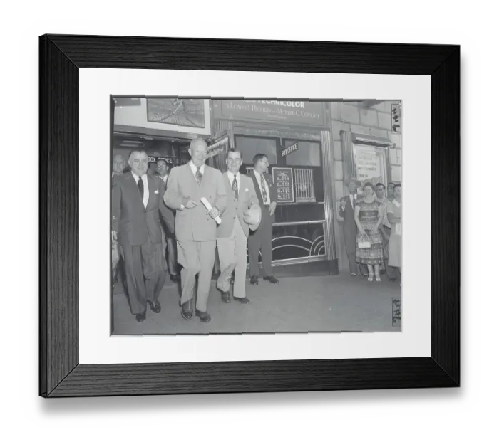 Framed Print : Dwight Eisenhower Leaving Cinema with Lowell Thomas Framed Print : Dwight Eisenhower Leaving Cinema with Lowell Thomas