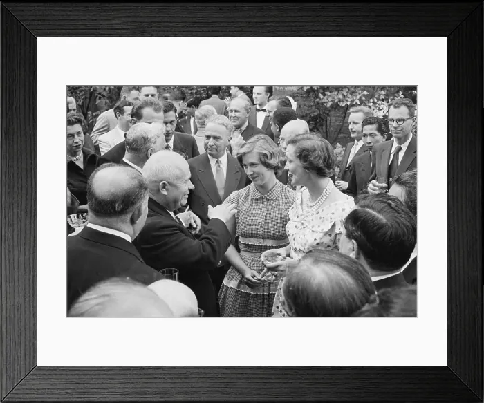 Framed Print : Nikita Khrushchev and Nikolai Bulganin Sharing Toast of Colleagues