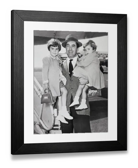 Framed Print : Tyrone Power Holding Daughters Framed Print : Tyrone Power Holding Daughters