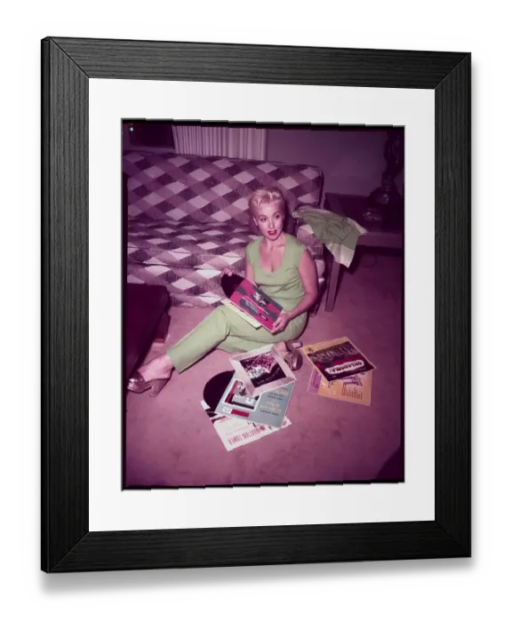 Framed Print : Elena Verdugo Sitting With Records Framed Print : Elena Verdugo Sitting With Records
