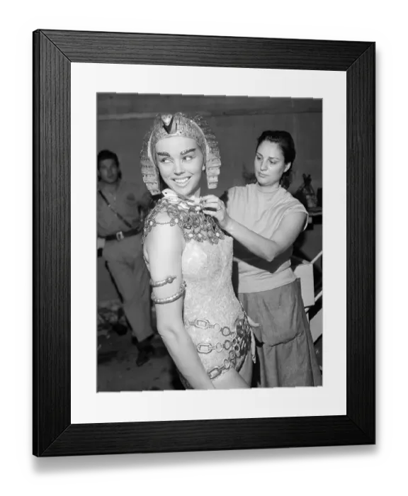 Framed Print : Dawn Addams Being Dressed for Film