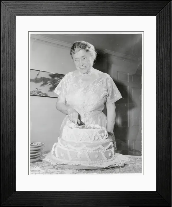Framed Print : Helen Keller Cutting Cake Framed Print : Helen Keller Cutting Cake