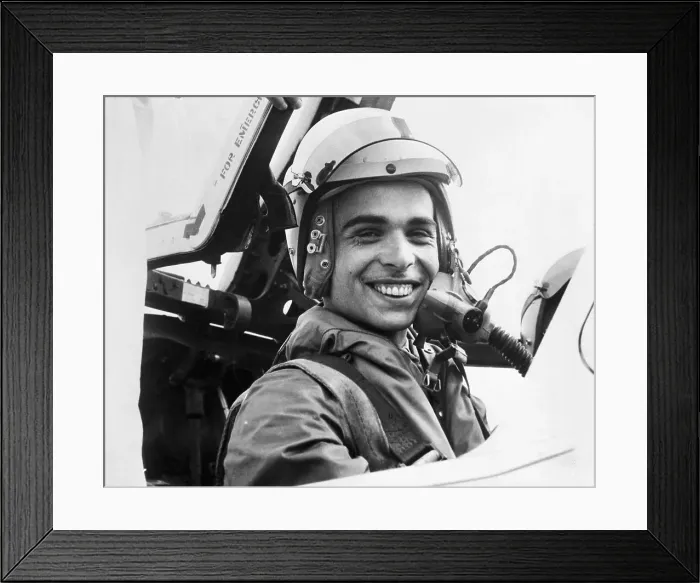 Framed Print : King Hussein In Plane Cockpit, Smiling Framed Print : King Hussein In Plane Cockpit, Smiling