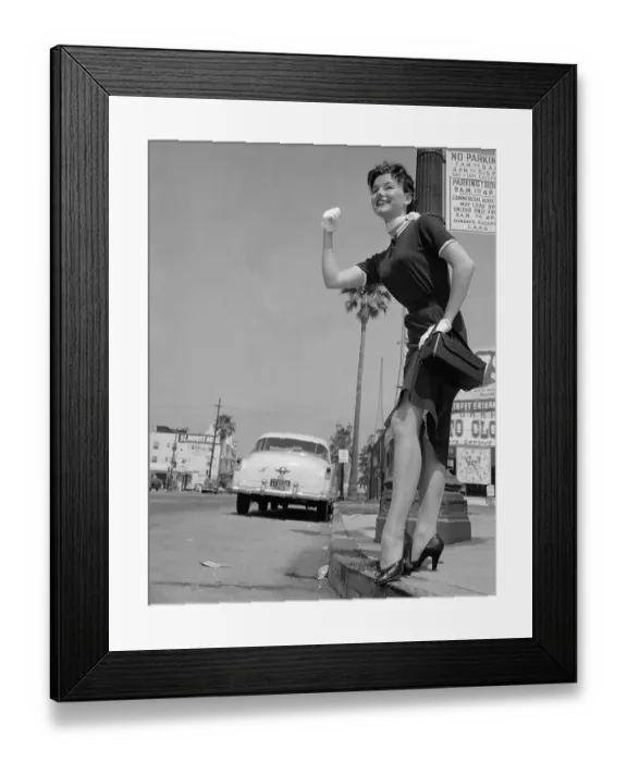Framed Print : Actress Trying to Hail a Ride Framed Print : Actress Trying to Hail a Ride