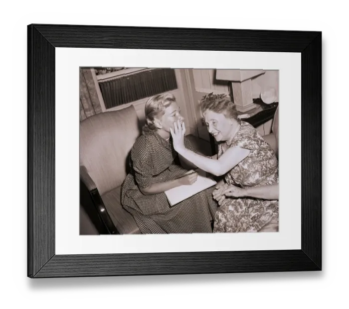 Framed Print : Hellen Keller Studying a Womans Face Framed Print : Hellen Keller Studying a Womans Face