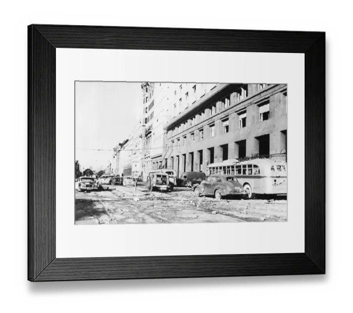 Framed Print : Bombed Street with Rubble Framed Print : Bombed Street with Rubble