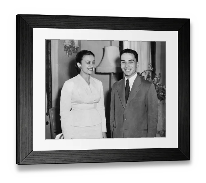 Framed Print : King Hussein of Jordan with Wife Queen Dina Framed Print : King Hussein of Jordan with Wife Queen Dina