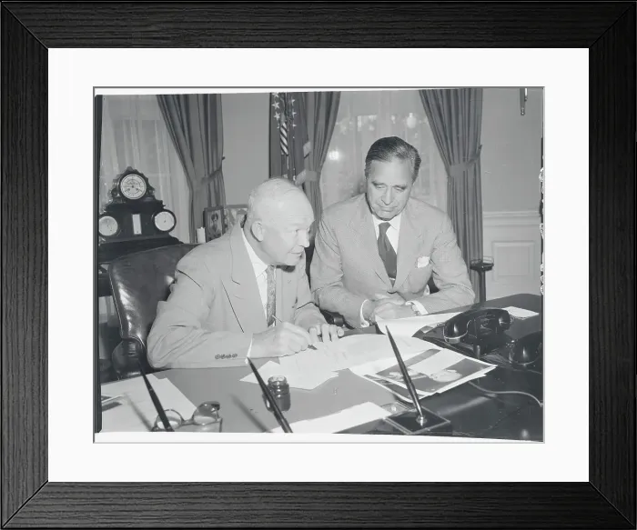 Framed Print : President Eisenhower Reviewing Bill with Prescott Bush Framed Print : President Eisenhower Reviewing Bill with Prescott Bush