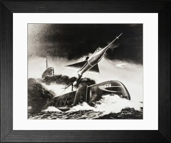 Framed Print : Jet Plane Takes Off from Submarine Framed Print : Jet Plane Takes Off from Submarine