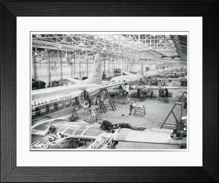 Framed Print : Airplane Employees Inside Hangar Framed Print : Airplane Employees Inside Hangar