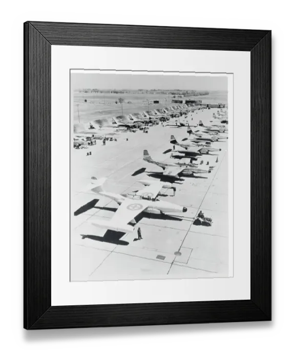 Framed Print : Airplanes and Workers on Runway Framed Print : Airplanes and Workers on Runway