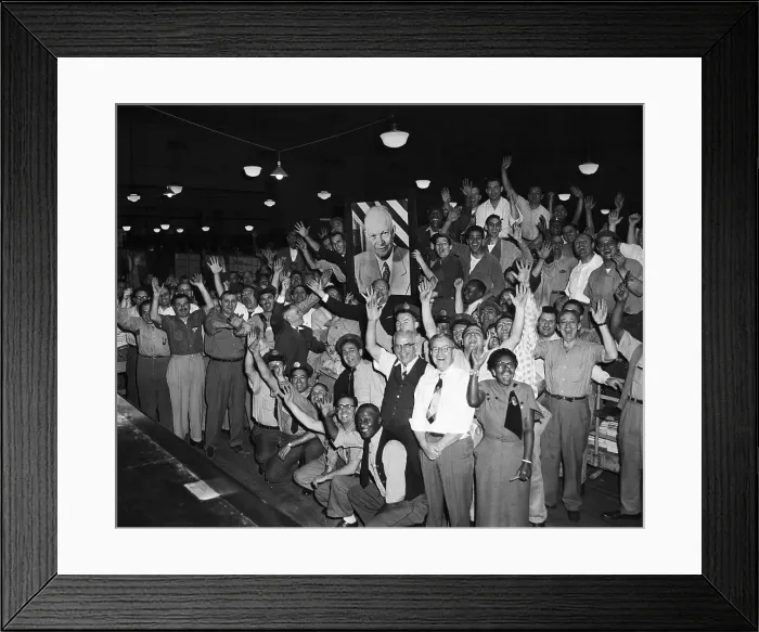 Framed Print : Postal Workers Cheer by Eisenhower Picture Framed Print : Postal Workers Cheer by Eisenhower Picture