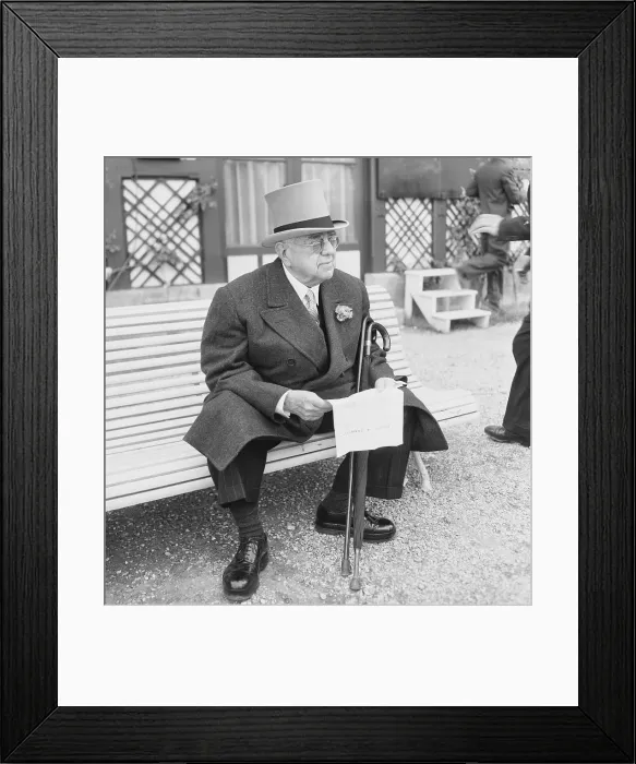 Framed Print : Aga Khan III Resting on a Bench Framed Print : Aga Khan III Resting on a Bench