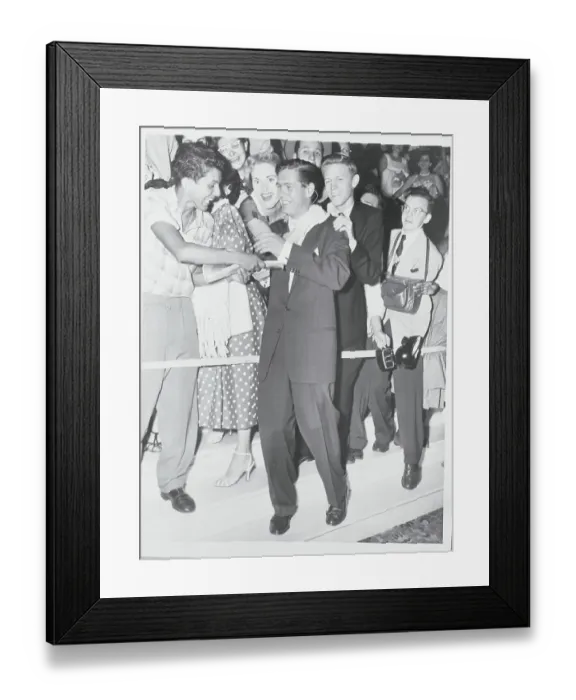 Framed Print : Singer Johnny Ray Acknowledging His Fans on Sidelines Framed Print : Singer Johnny Ray Acknowledging His Fans on Sidelines