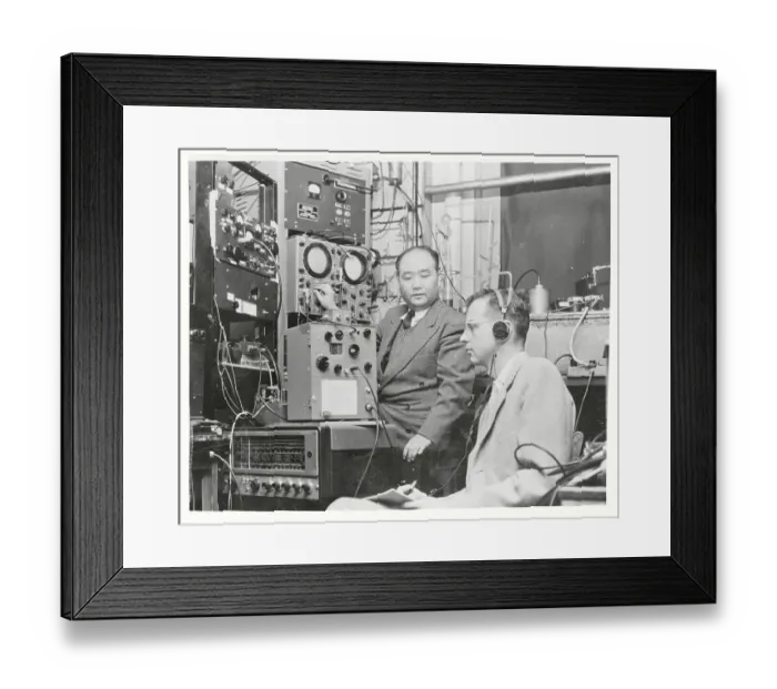 Framed Print : T.C. Wang and J.P. Gordon with Clock Readers Framed Print : T.C. Wang and J.P. Gordon with Clock Readers