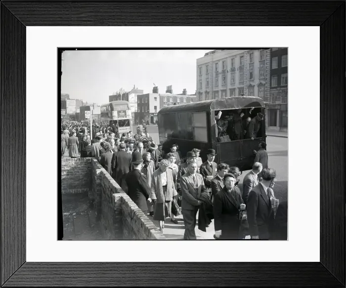Framed Print : Londoners Walking In Road To, From Work Framed Print : Londoners Walking In Road To, From Work