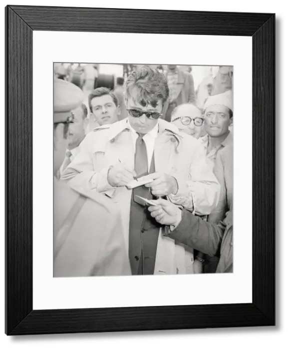 Framed Print : Robert Mitchum Signing Autographs Framed Print : Robert Mitchum Signing Autographs