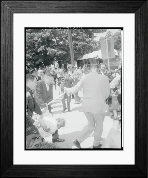 Framed Print : Policemen Carrying a Man Out of His Apartment Framed Print : Policemen Carrying a Man Out of His Apartment