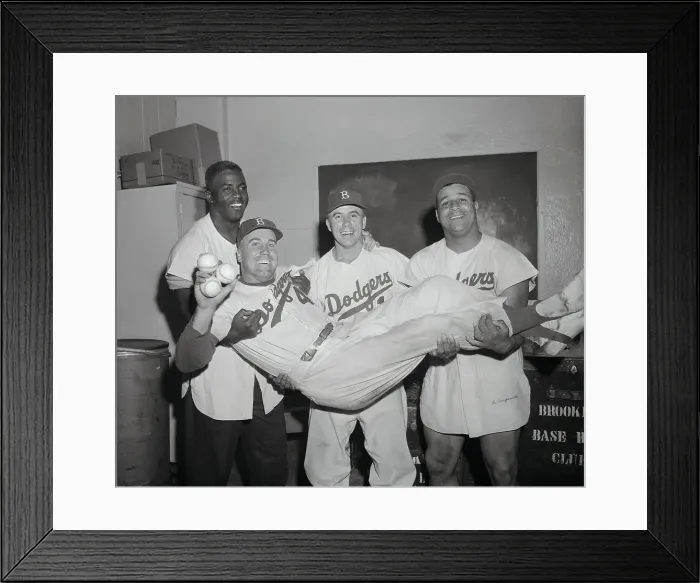 Framed Print : Dodgers Teammates Carrying Duke Snider in Celebration of Victory Framed Print : Dodgers Teammates Carrying Duke Snider in Celebration of Victory