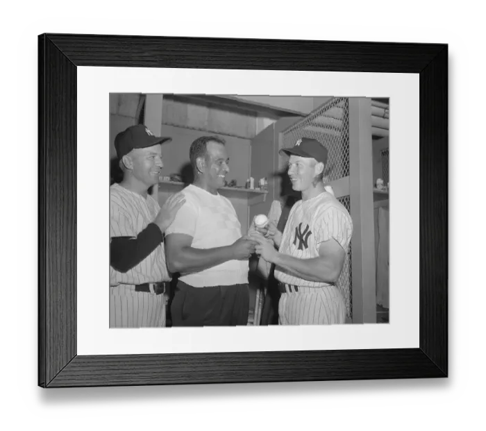 Framed Print : Mickey Mantle and Others Discussing Homer Baseball in Locker Room Framed Print : Mickey Mantle and Others Discussing Homer Baseball in Locker Room