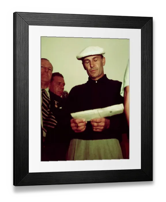 Framed Print : Ben Hogan Holding Card, Eyes Closed Framed Print : Ben Hogan Holding Card, Eyes Closed