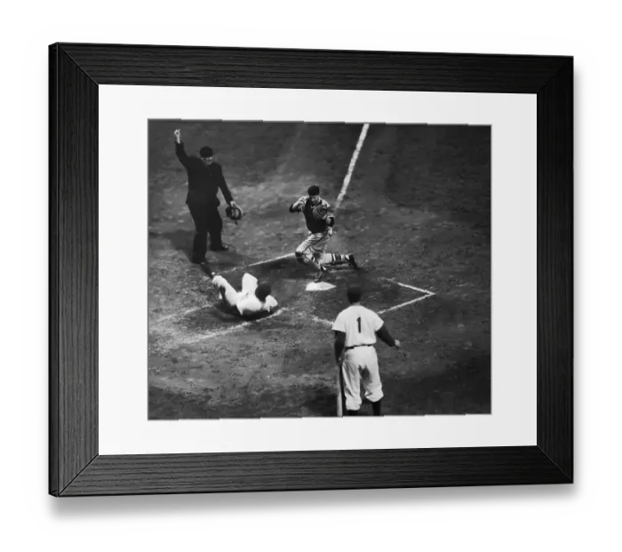 Framed Print : Jackie Robinson After Being Tagged by Del Crandall Framed Print : Jackie Robinson After Being Tagged by Del Crandall